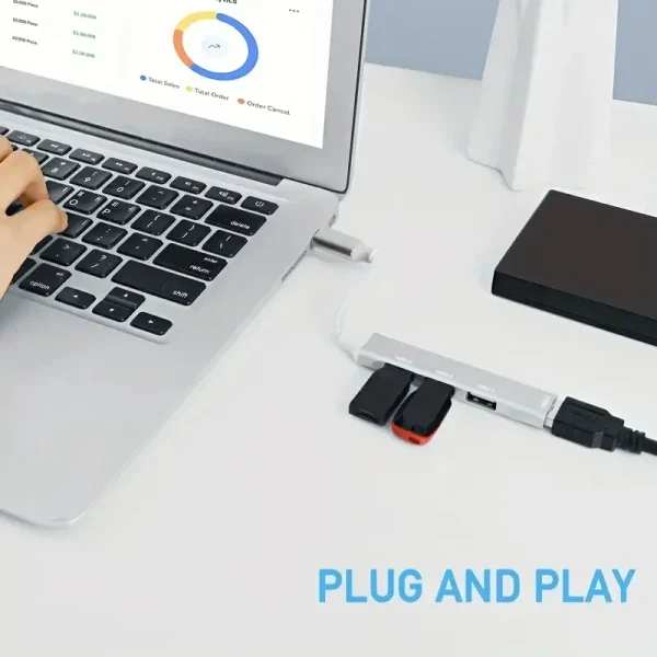 4-Port USB 3.0 2.0 Hub USB Hub Computer Accessory Hub Multi-Port Laptop Mouse Keyboard USB Flash Drive C-Splitter - Image 6