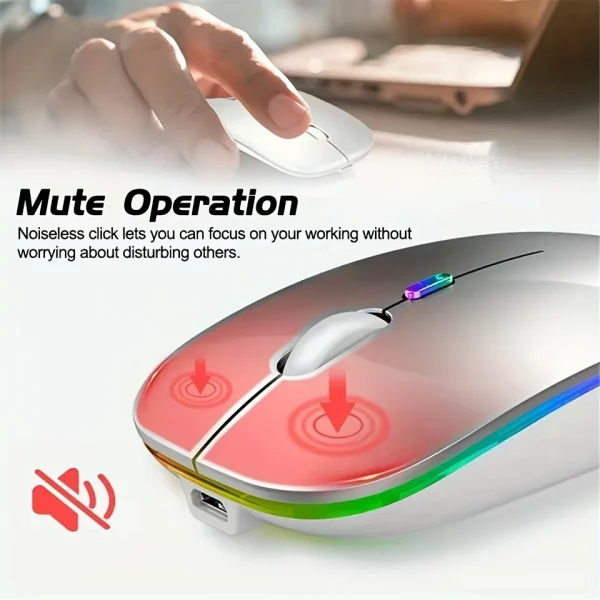 Wireless Mouse Bluetooth and 2.4GHz Dual Modes Rechargeable RGB Ergonomic Silent Click for PC iPad Laptop Cell Phone TV - Image 5