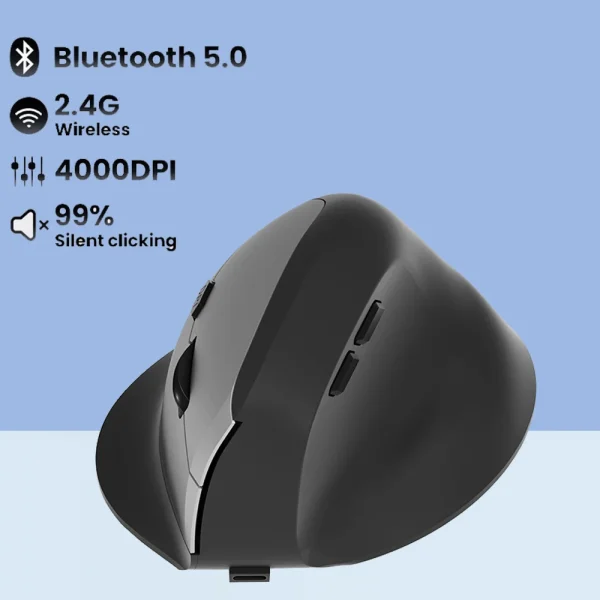 Vertical Mouse Wireless Bluetooth5.0 2.4G Ergonomic Mice 1600DPI 6D Mute Buttons for MacBook Tablet Laptop Computer Accessories - Image 16