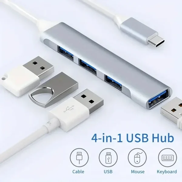 4-Port USB 3.0 2.0 Hub USB Hub Computer Accessory Hub Multi-Port Laptop Mouse Keyboard USB Flash Drive C-Splitter - Image 4