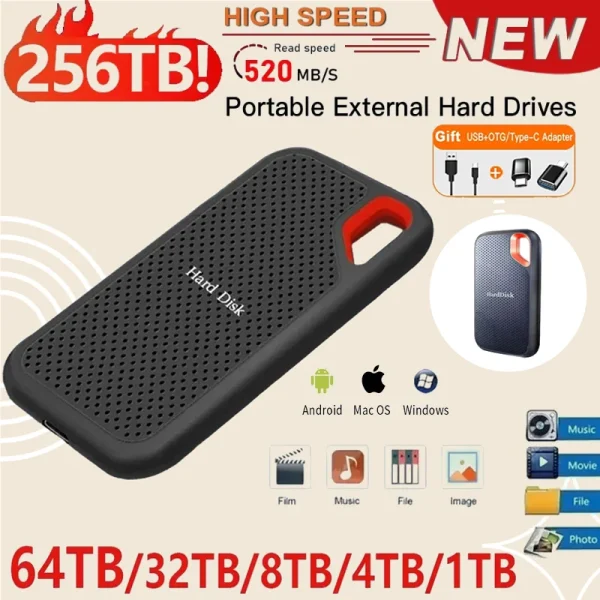 Large capacity storage hard drive 1TB original external hard drive 2TB type-c storage hard drive, suitable for laptops/PCs/Macs - Image 6