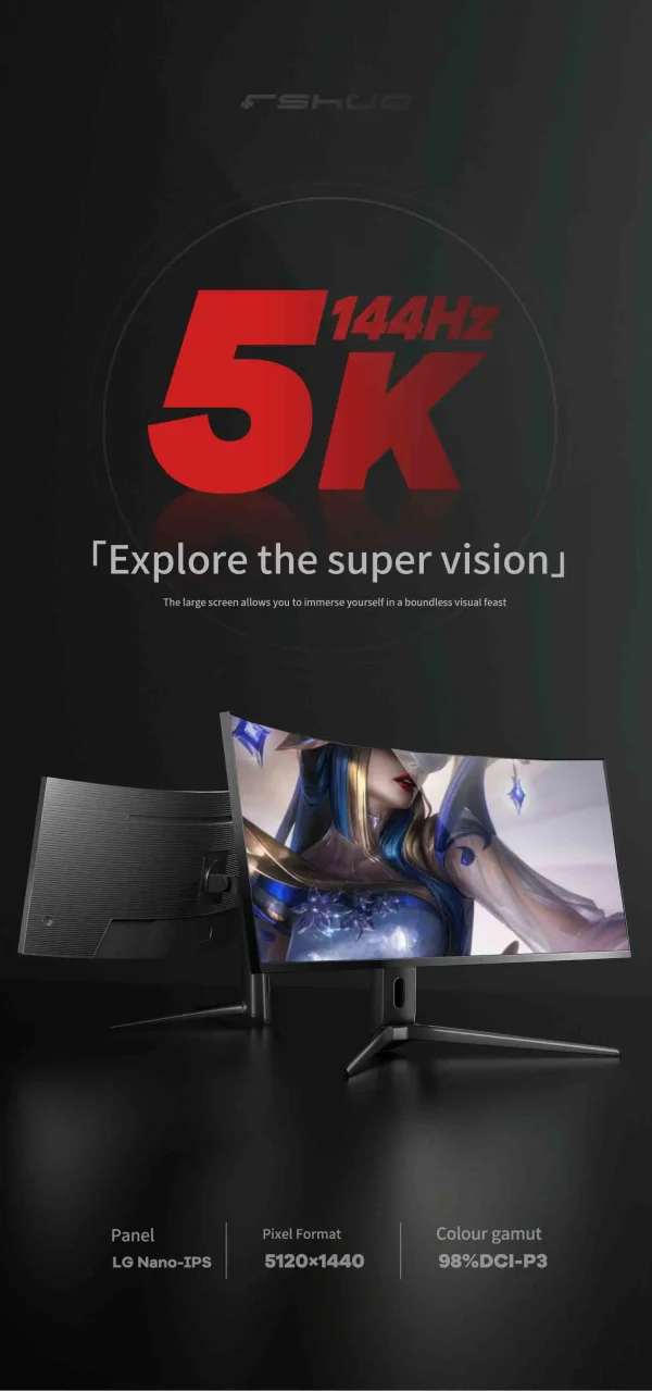 49-Inch Ultrawide Curved LCD Monitor 5K 144Hz Interface Type DP Ultimate Computer Display for Gaming PC Desktop 3800R SCREEN - Image 7