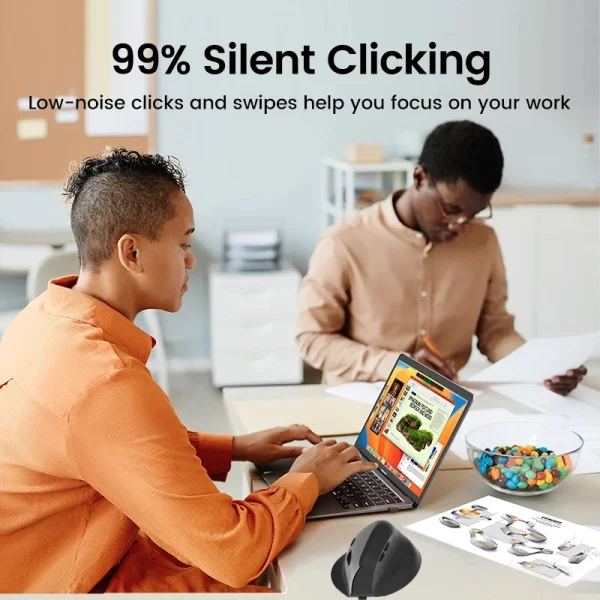 Vertical Mouse Wireless Bluetooth5.0 2.4G Ergonomic Mice 1600DPI 6D Mute Buttons for MacBook Tablet Laptop Computer Accessories - Image 3