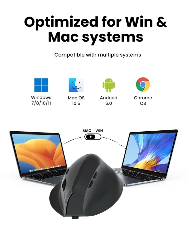 Vertical Mouse Wireless Bluetooth5.0 2.4G Ergonomic Mice 1600DPI 6D Mute Buttons for MacBook Tablet Laptop Computer Accessories - Image 6