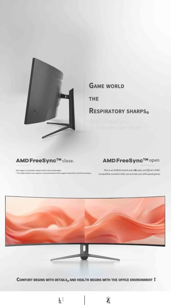 49-Inch Ultrawide Curved LCD Monitor 5K 144Hz Interface Type DP Ultimate Computer Display for Gaming PC Desktop 3800R SCREEN - Image 11