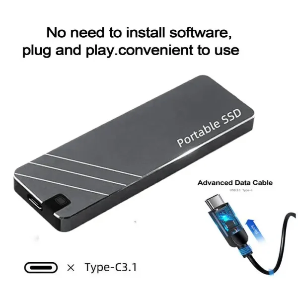 1TB High Speed External Hard Drive  Portable SSD USB 3.1 Solid State Drive Mass Storage Device for PC, Desktop, Laptop, Phones