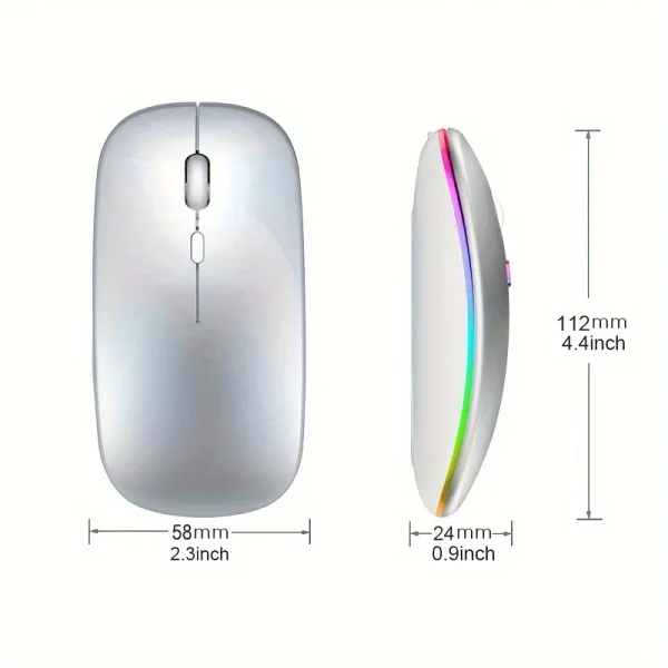 Wireless Mouse Bluetooth and 2.4GHz Dual Modes Rechargeable RGB Ergonomic Silent Click for PC iPad Laptop Cell Phone TV - Image 3