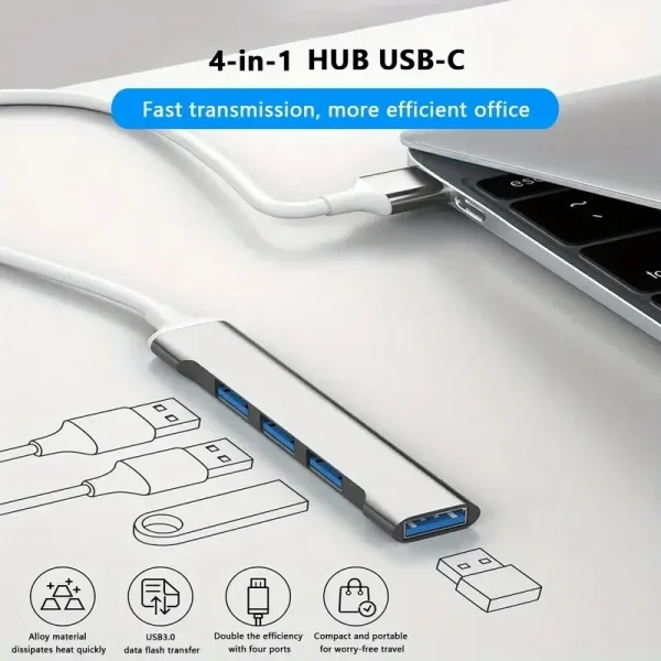 4-Port USB 3.0 2.0 Hub USB Hub Computer Accessory Hub Multi-Port Laptop Mouse Keyboard USB Flash Drive C-Splitter - Image 15