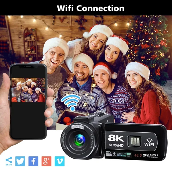 8K Video Camera 64MP Digital Video Camera 18X igital Zoom Camera Recorder 3 Inch LCD Touch Screen Portable Recording Camcorder - Image 5