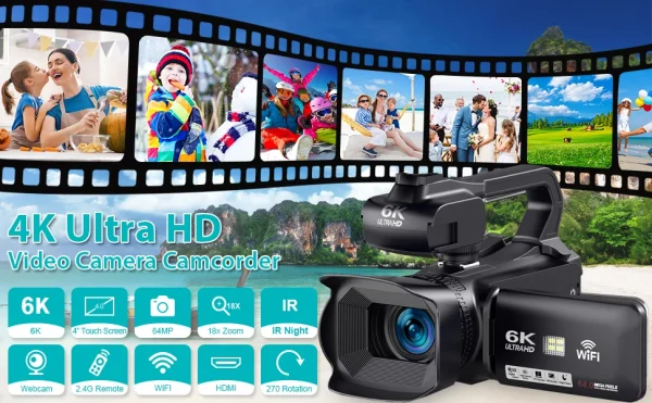 Cheap High Quality 6K Camcorder 64MP 18X Digital Zoom Video Camera IR Night Vision Anti-Shake for Photography - Image 8