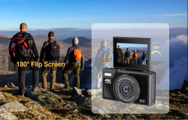 4K 64MP Digital Camera for Photography 3 Inch IPS Flip Screen 18X Digital Zoom Video Vlogging Camcorder YouTube Webcam Cameras - Image 12