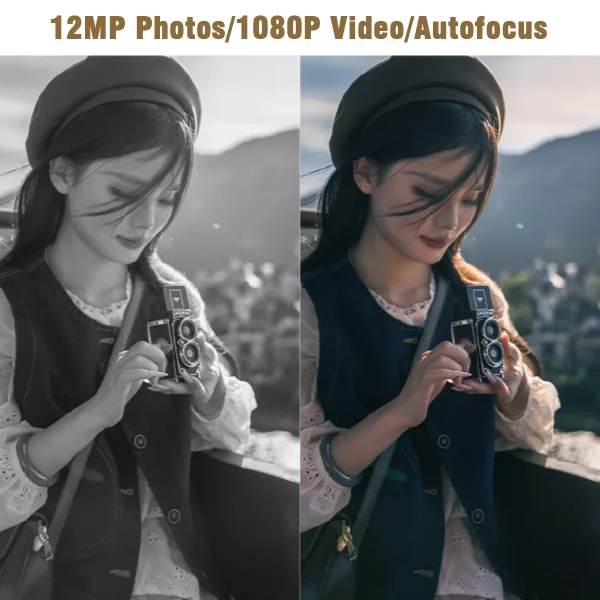 CHUZHAO Vintage Mini Digital Camera Autofocus 12MP, 1080P FHD Video Vlogging Portable Camera for Christmas Birthday Ideal Gift - Image 3