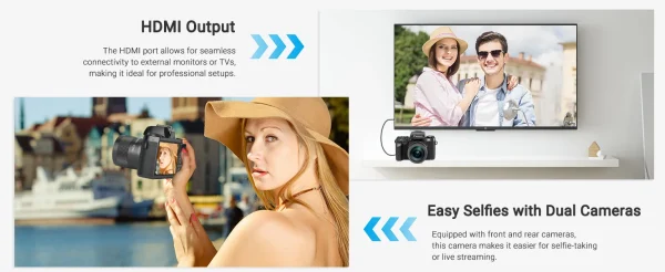 4K 64MP Digital Camera for Photography WiFi Vlogging with Flash Lens Hood Front and Rear 4 Inch Touch Screen Camera - Image 10