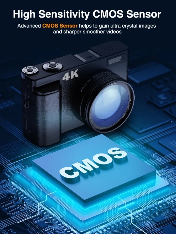 4K Digital Camera for Photography and Video Autofocus Anti-Shake 48MP Compact Vlogging Camera 3'' 180° Flip Screen with Flash - Image 8