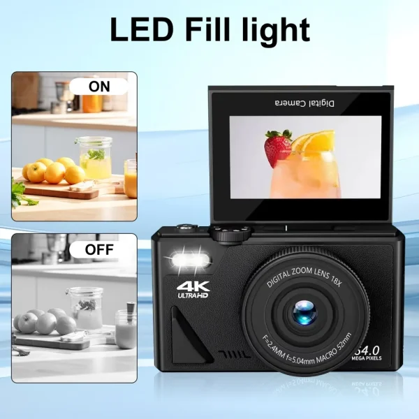 4K 64MP Digital Camera for Photography 3 Inch IPS Flip Screen 18X Digital Zoom Video Vlogging Camcorder YouTube Webcam Cameras - Image 5