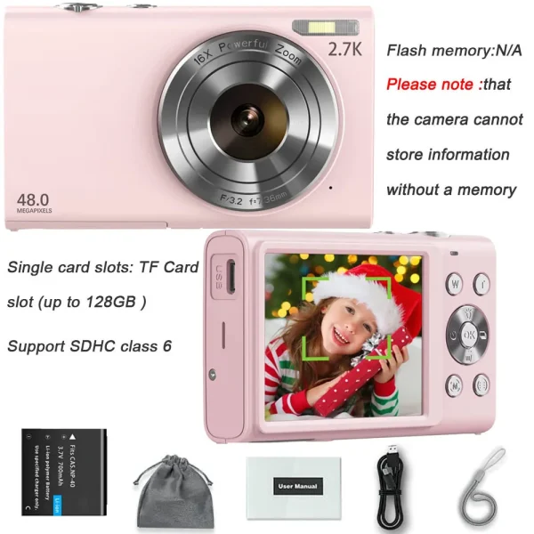 4K Digital Camera Autofocus Vlogging Camera HD 48MP with 2.8" Large Screen Camcorder Camera for Photography for Kid Adult - Image 11