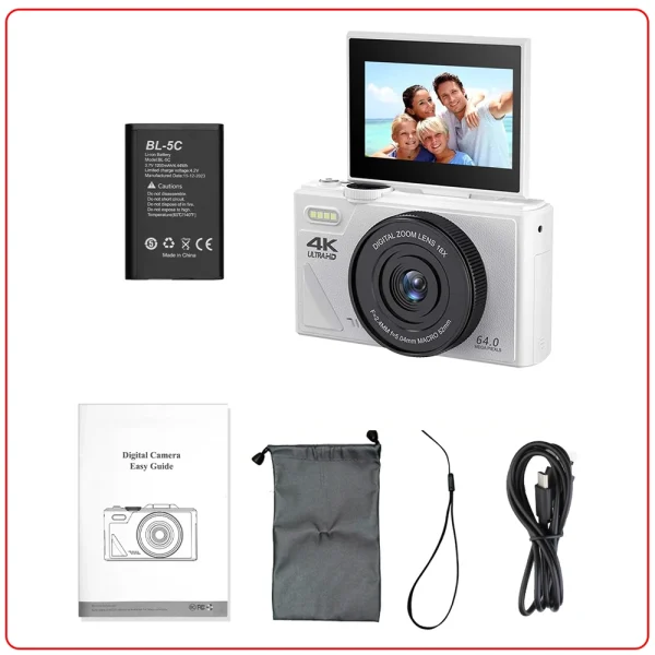 4K 64MP Digital Camera for Photography 3 Inch IPS Flip Screen 18X Digital Zoom Video Vlogging Camcorder YouTube Webcam Cameras - Image 8