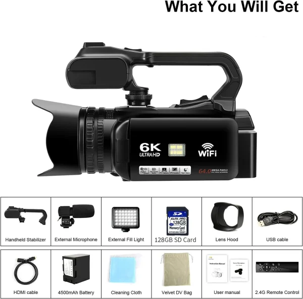 Cheap High Quality 6K Camcorder 64MP 18X Digital Zoom Video Camera IR Night Vision Anti-Shake for Photography - Image 6