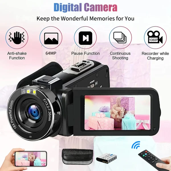 5K Ultra HD Digital Camera 60FPS 18X Zoom 3 Inch LCD Touch Screen Video Camera WIFI Professional Video Camera Portable Camera - Image 2