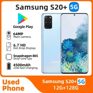 Samsung Galaxy S20+ S20 Plus 5G 6.7inches Dynamic AMOLED CPU Qualcomm Snapdragon 865 4500mAh 64MP used phone