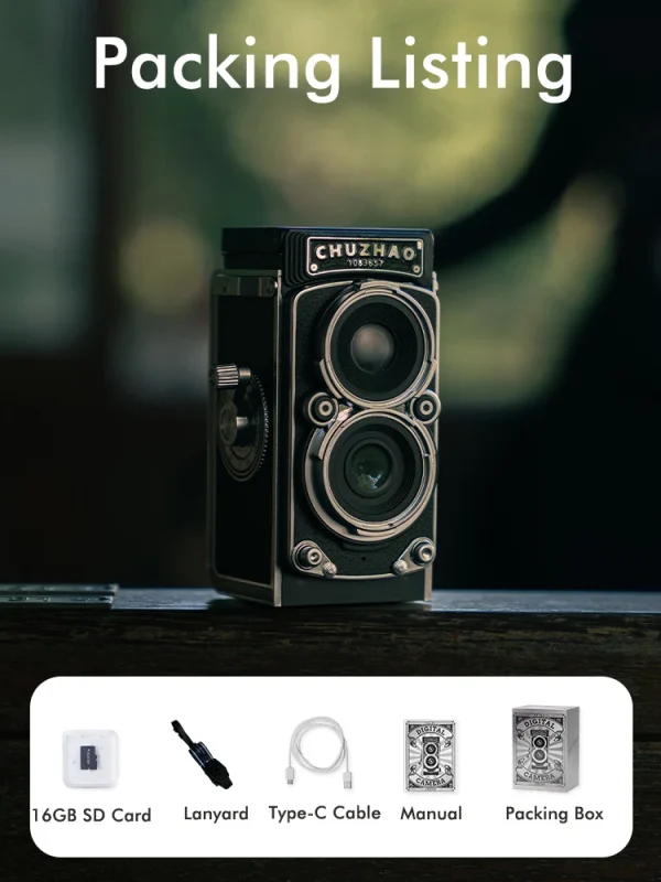 CHUZHAO Vintage Mini Digital Camera Autofocus 12MP, 1080P FHD Video Vlogging Portable Camera for Christmas Birthday Ideal Gift - Image 4