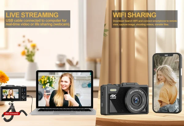 4K 64MP Digital Camera for Photography 3 Inch IPS Flip Screen 18X Digital Zoom Video Vlogging Camcorder YouTube Webcam Cameras - Image 13