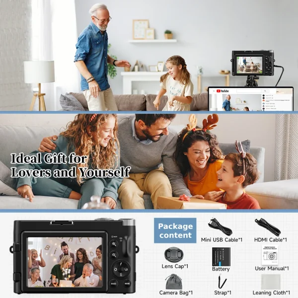 4K Digital Camera for Photography and Video Autofocus Anti-Shake 48MP Compact Vlogging Camera 3'' 180° Flip Screen with Flash - Image 10