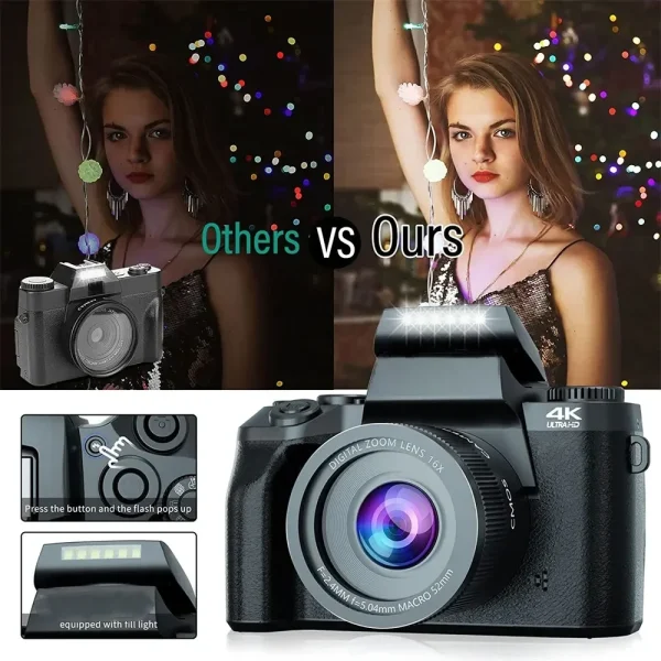 Auto Focus 64MP Digital Camera SLR DSLR For Photography 4K 60FPS Vlog Camcorder Dual Lens 16X Zoom Touch Youtube Tiktok Webcam - Image 5
