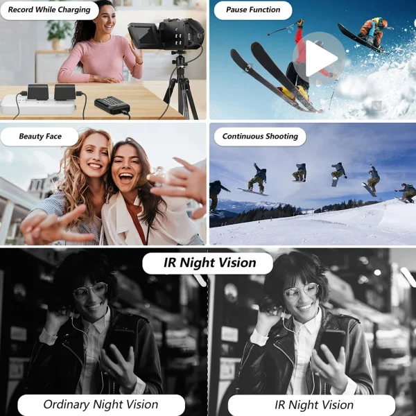 5K Ultra HD Digital Camera 60FPS 18X Zoom 3 Inch LCD Touch Screen Video Camera WIFI Professional Video Camera Portable Camera - Image 5