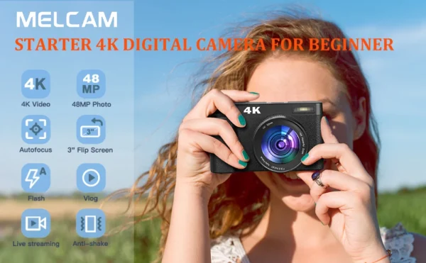 4K Digital Camera for Photography and Video Autofocus Anti-Shake 48MP Compact Vlogging Camera 3'' 180° Flip Screen with Flash - Image 7