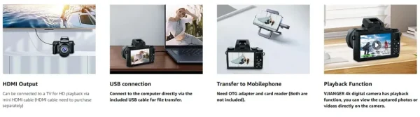 Auto Focus 64MP Digital Camera SLR DSLR For Photography 4K 60FPS Vlog Camcorder Dual Lens 16X Zoom Touch Youtube Tiktok Webcam - Image 16